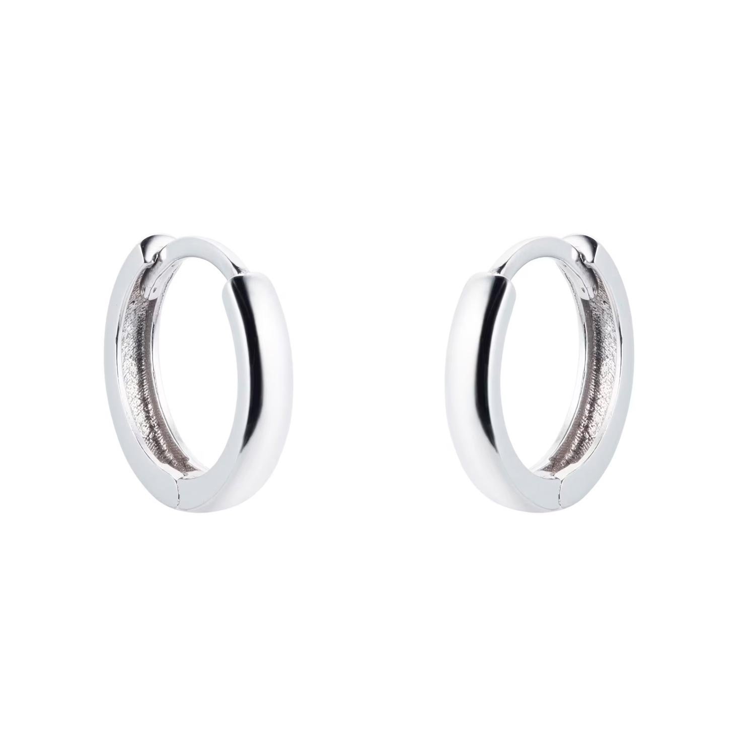 14K White Gold 10mm Huggie Hoop Earrings