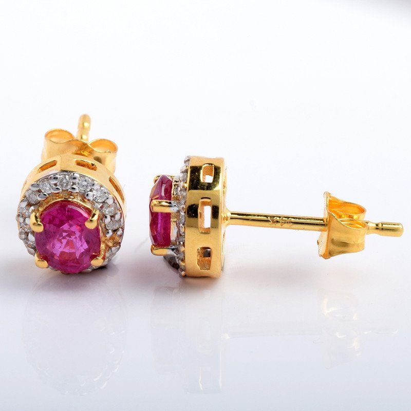 14K Yellow Gold Ruby Earrings