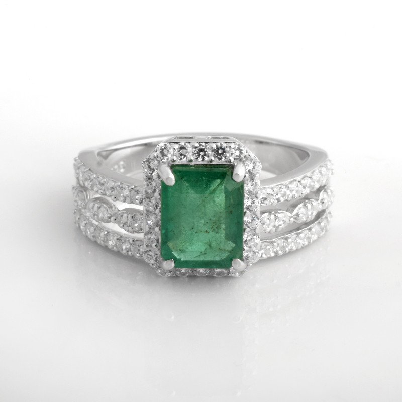 925 Silver Emerald Ring