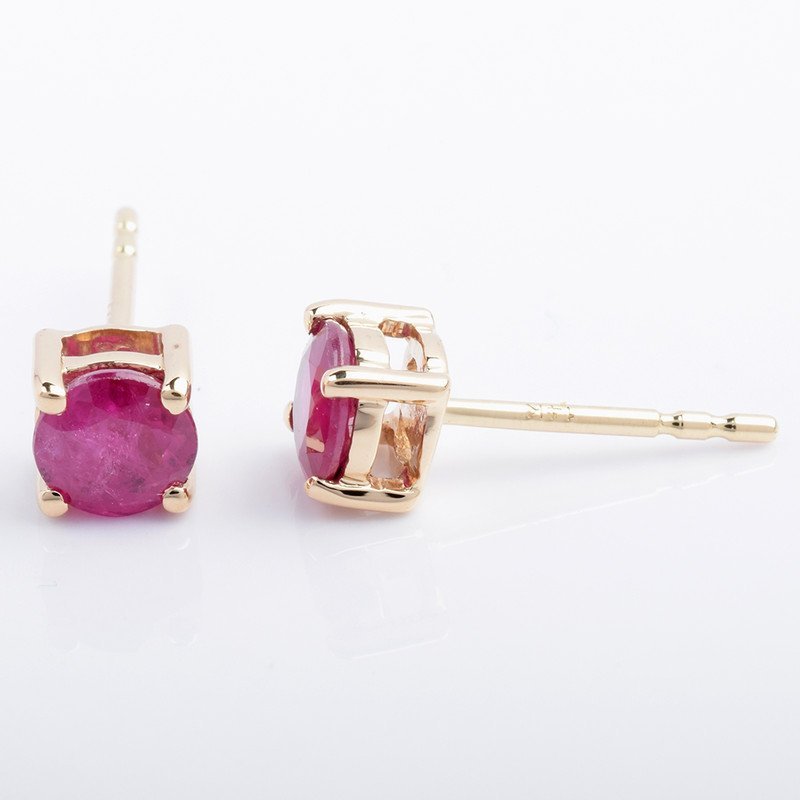 14K Yellow Gold Ruby Stud Earring