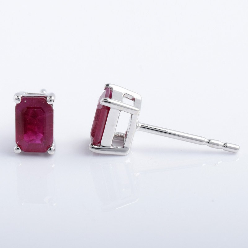 14K White Gold Ruby Stud Earring