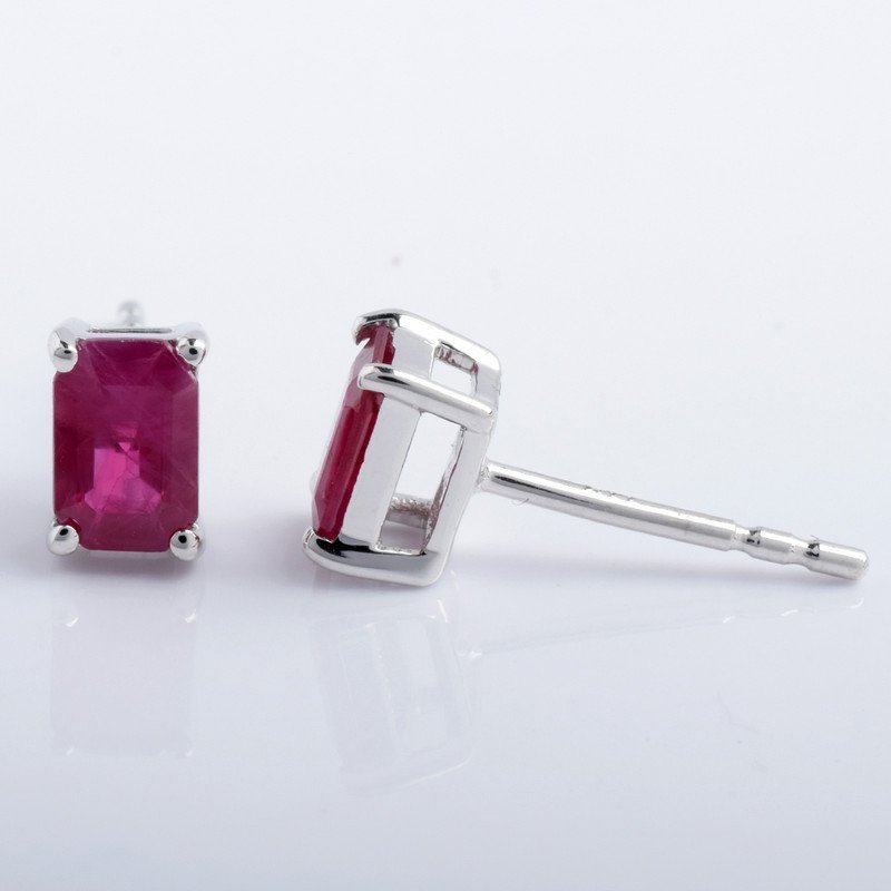 14K White Gold Ruby Stud Earring