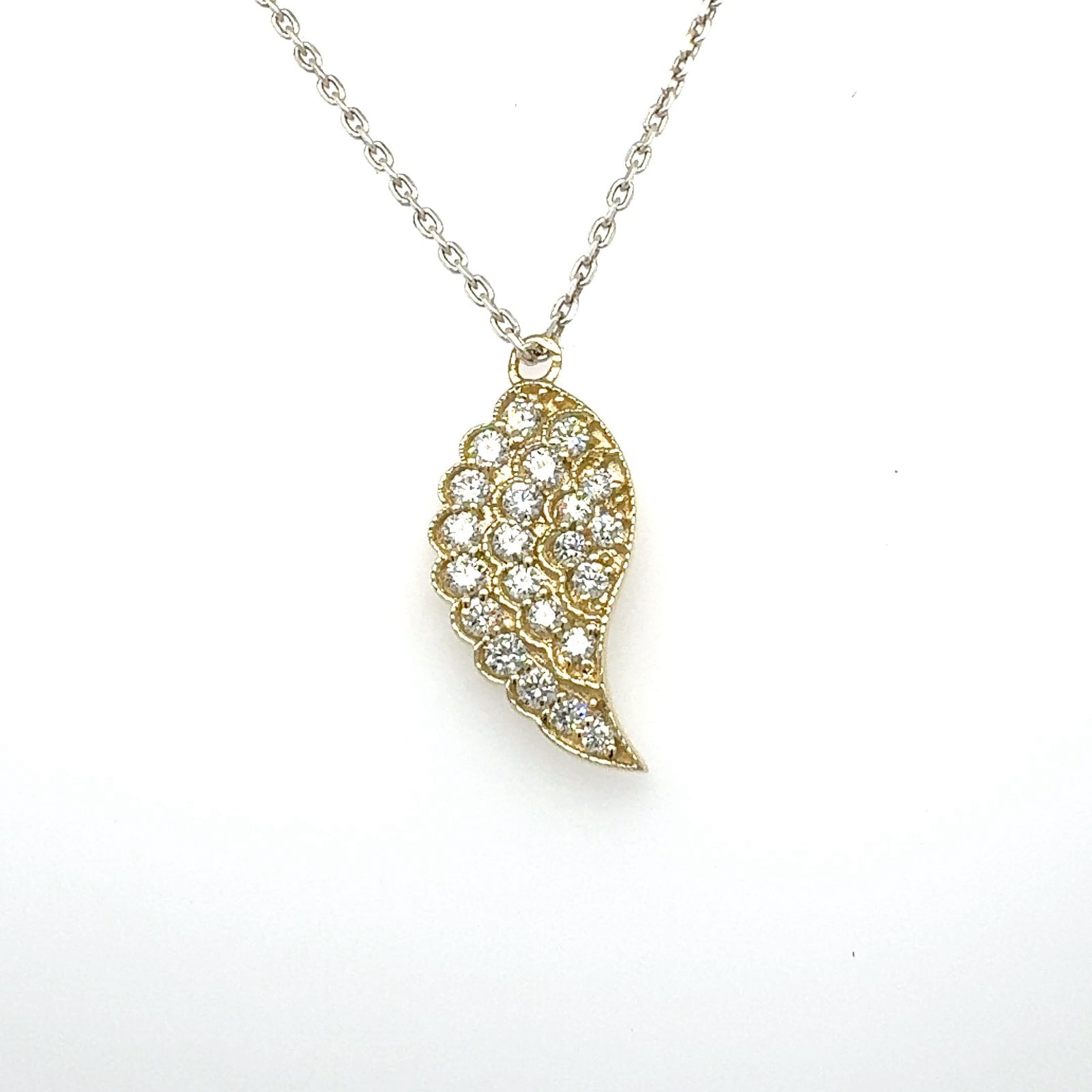14K Yellow Gold Diamond Leaf Pendant