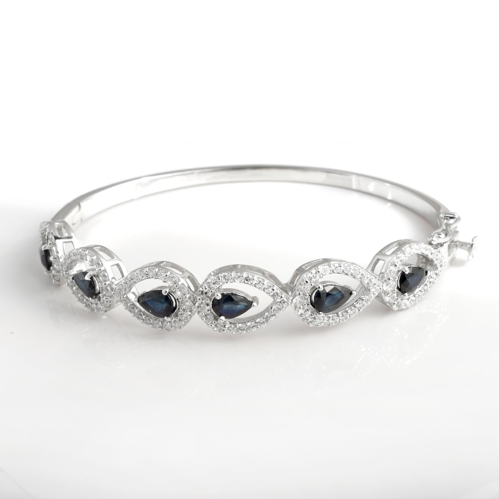 925 Sterling Silver Blue Sapphire Bangle For Her