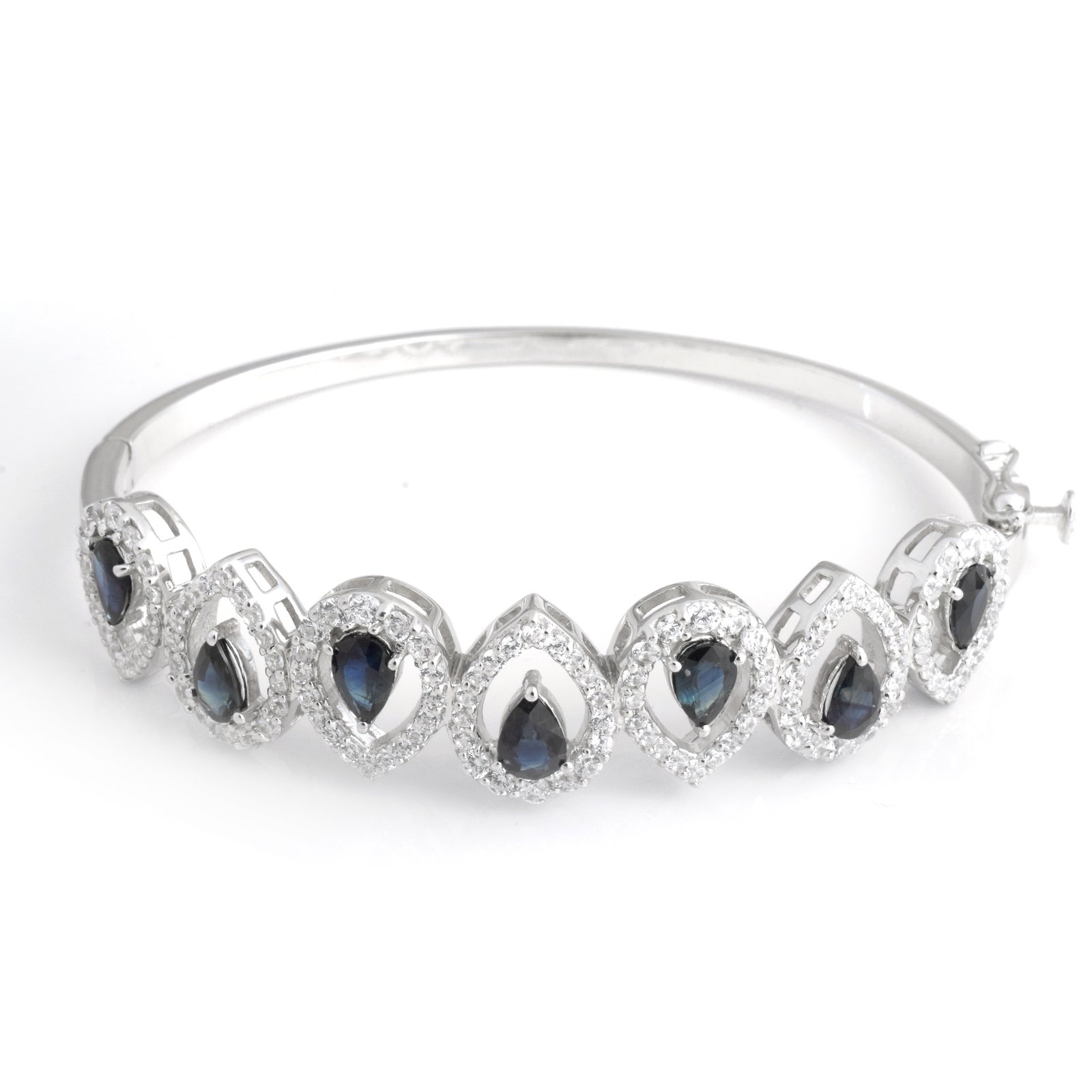 925 Sterling Silver Blue Sapphire Bangle For Women