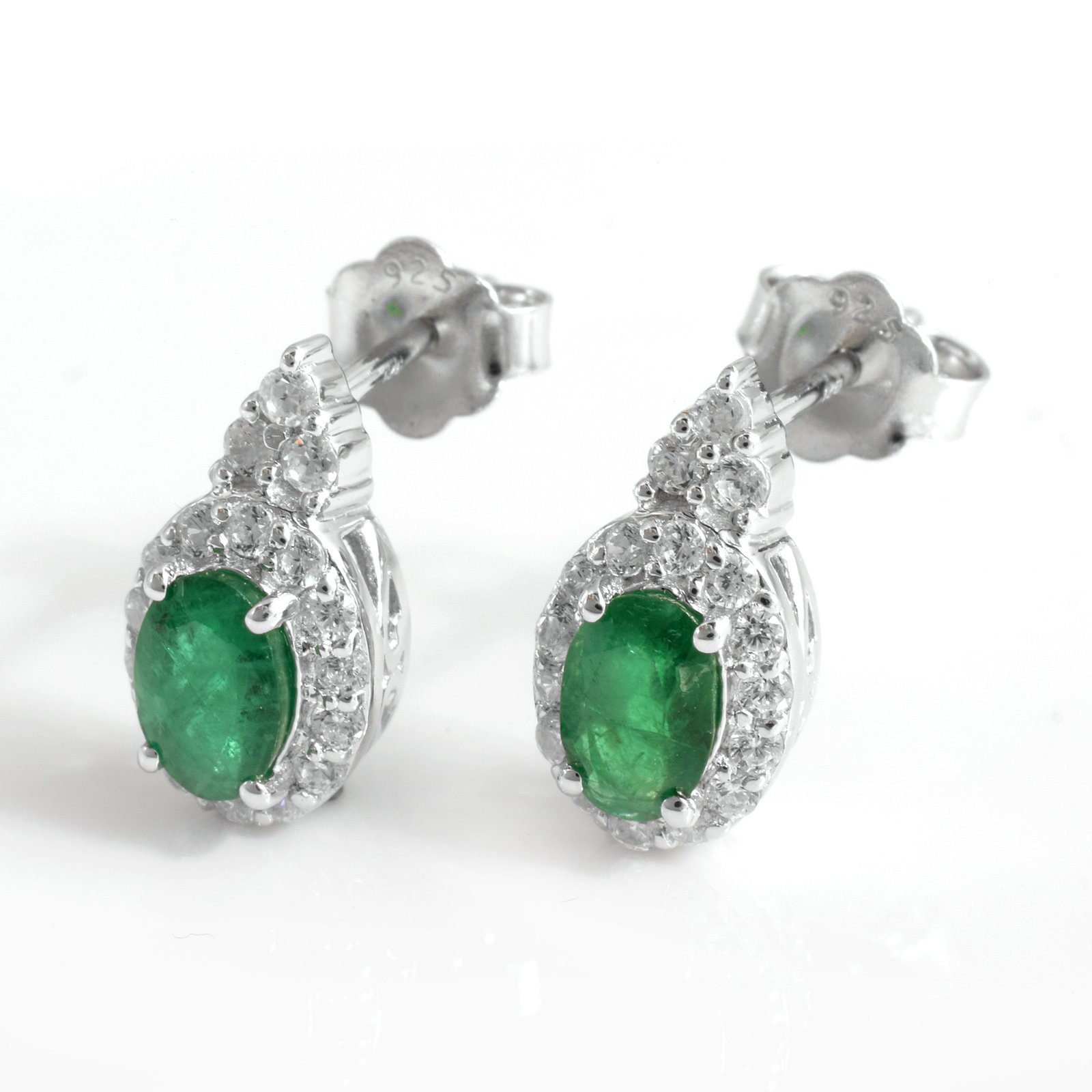 925 Sterling Silver Emarald Drop Earrings
