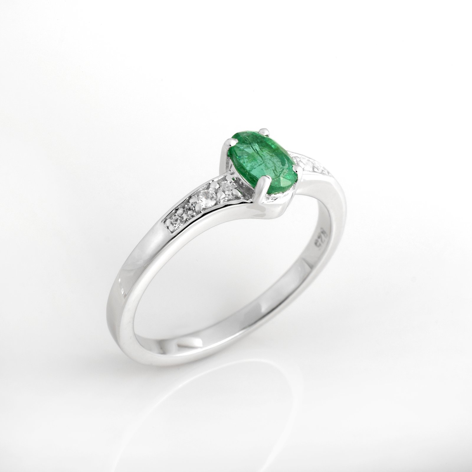 925 Sterling Silver Emerald Women Ring