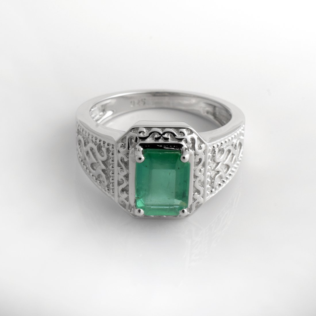 925 Sterling Silver Emerald Ring