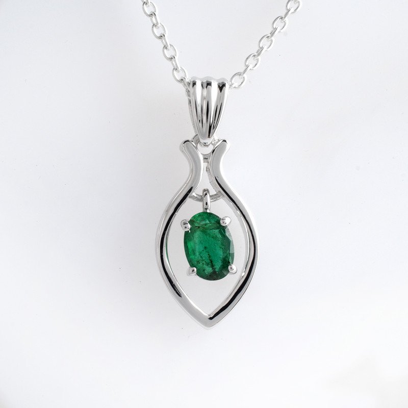Elegant Natural Emerald Drop Pendant in 925 Sterling Silver ? Contemporary Open Frame Design