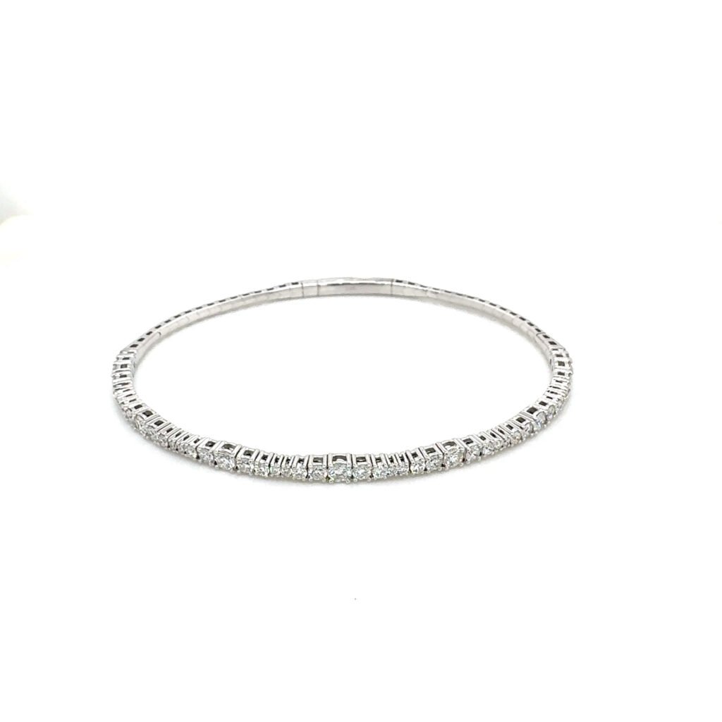 14K White Gold Diamond Bangle