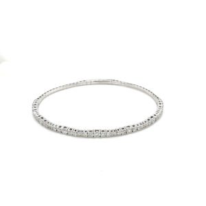 14K White Gold Diamond Bangle