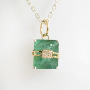 Emerald Silver & Gold Pendant