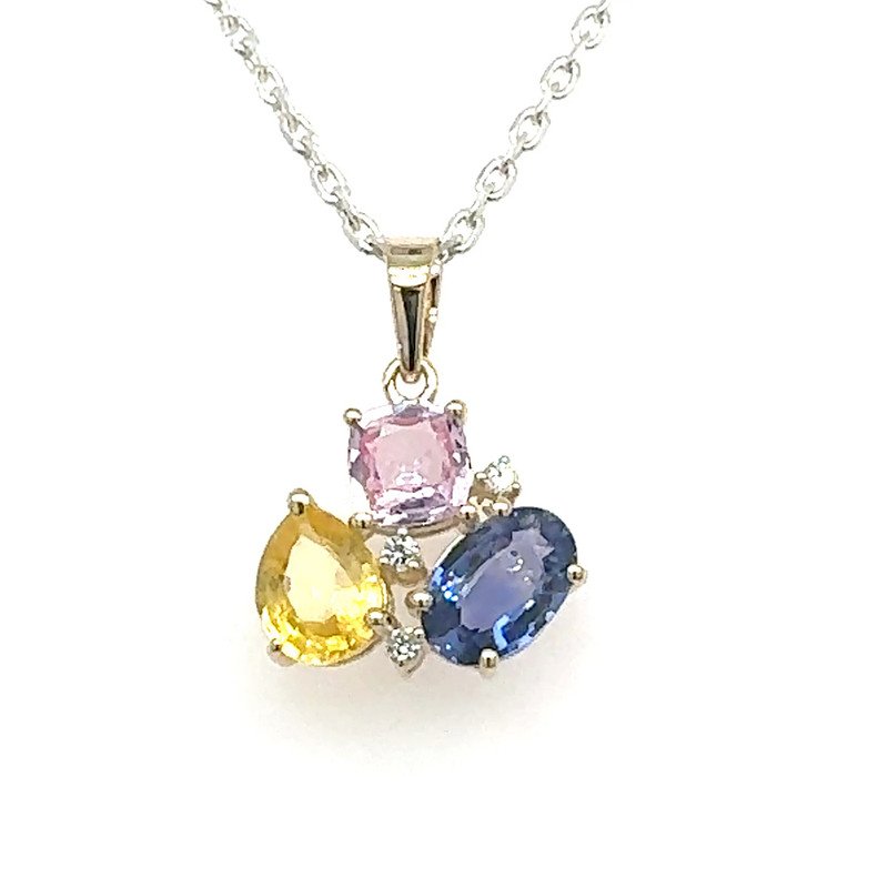 14k Gold Multi Sapphire Pendant
