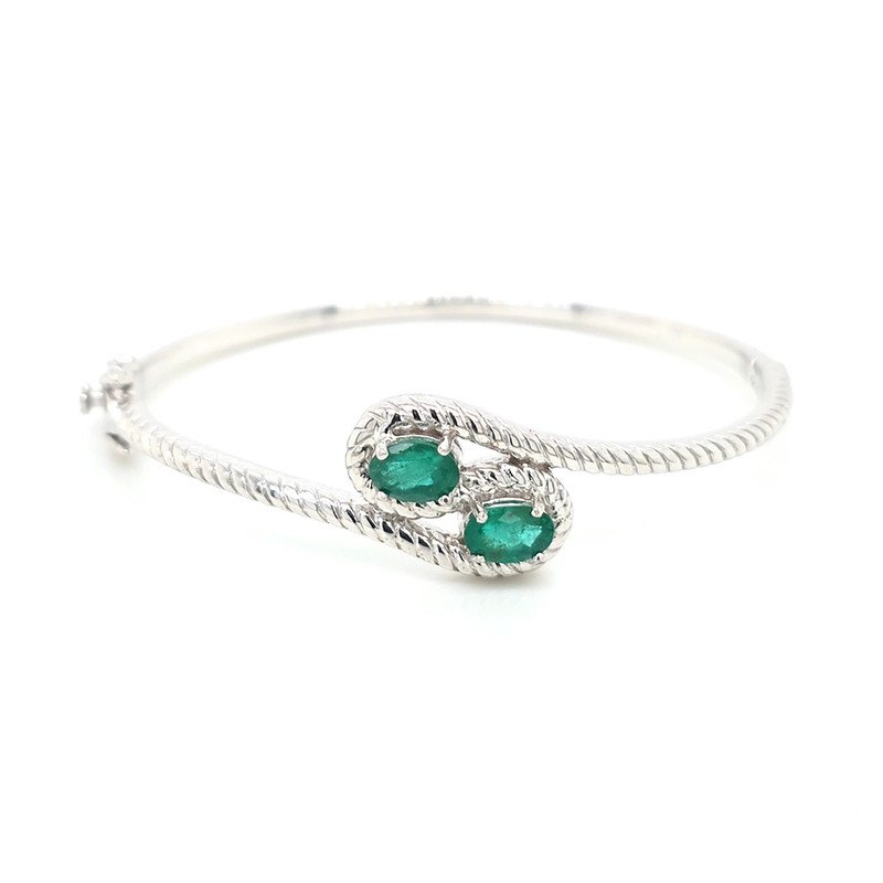 925 Silver Emerald Bangle