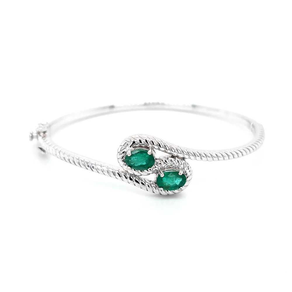 925 Silver Emerald Bangle