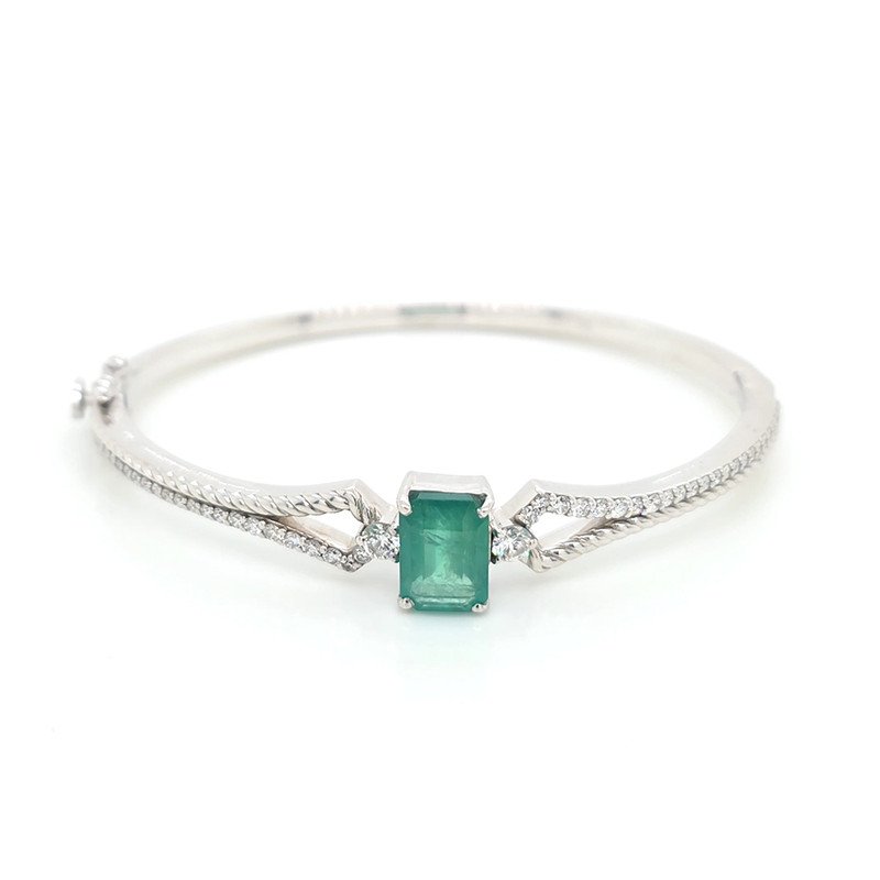925 Silver Emerald Bangle
