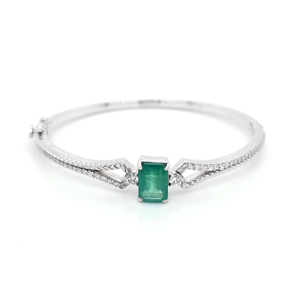 925 Silver Emerald Bangle