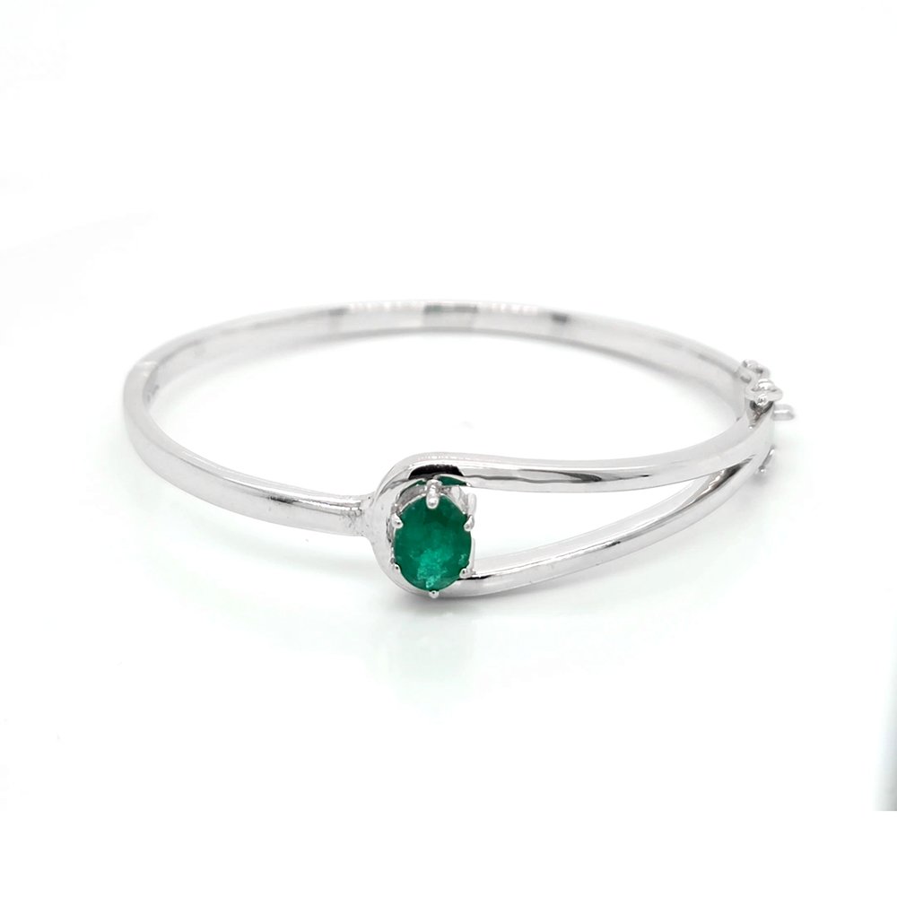 925 Silver Emerald Bangle