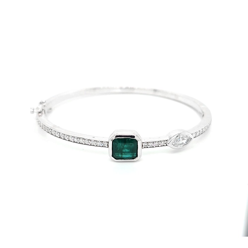 925 Silver Emerald Bangle