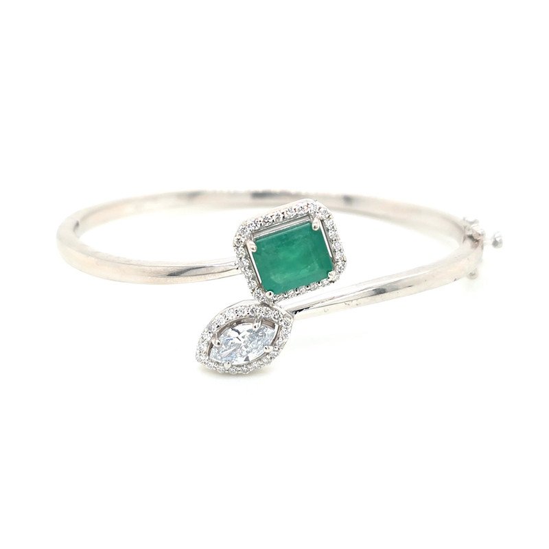 925 Silver Emerald Bangle