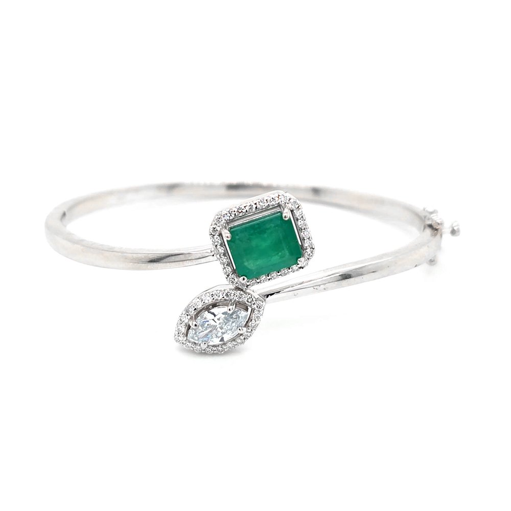 925 Silver Emerald Bangle