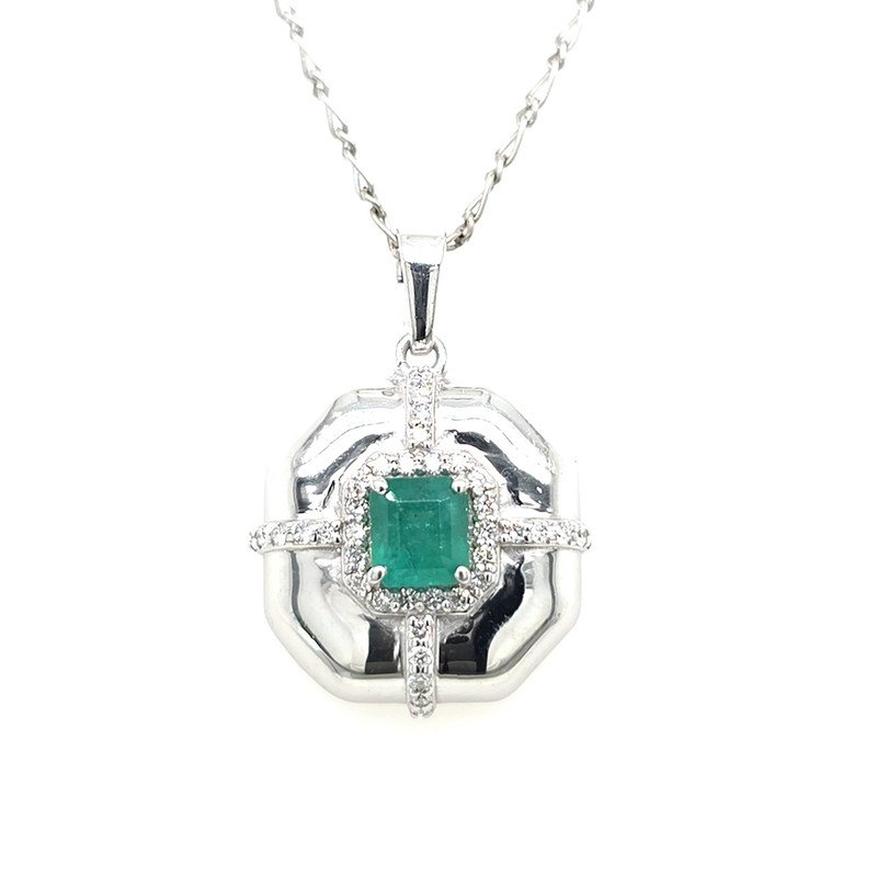 925 Silver Emerald Pendant
